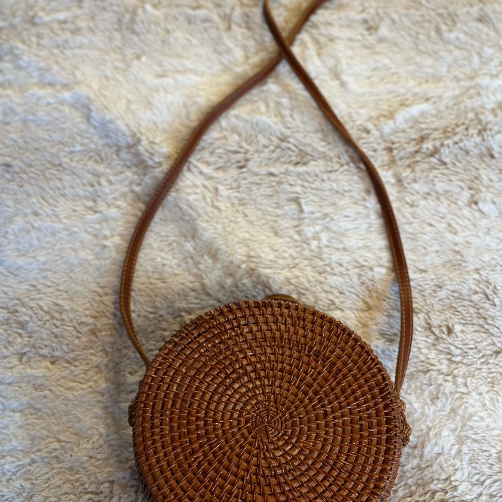 Brown Woven Crossbody Bag